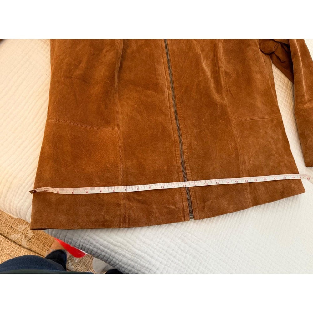 Liz Claiborne‎ rust brown suede jacket early 2000s / Y2K Paisley lining size 16 - Picture 7 of 8